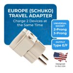 OREI Europe Travel Adapter, India to Europe (Schuko) Plug - Type E/F India to Europe Adapter - 2 in 1 - Perfect for Laptop, Camera Charger and More - CE, RoHS - Beige. - Image 3