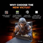 HP Victus, AMD Ryzen 7 7445HS, 6GB RTX 4050, 16GB DDR5(Upgradeable) 512GB SSD, 144Hz, IPS, 300nits, FHD, 15.6''/39.6cm, Win11, M365* Office24, Blue, 2.29kg, fb3118AX, Backlit, DTS Audio, Gaming Laptop - Image 3