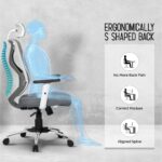 Da URBAN® Merlion Office Chair,High Back Mesh Ergonomic Home Office Desk Chair with 3 Years Warranty, Adjustable Armrests,Adjustable Lumbar Support,Tilt Lock Mechanism (Grey) - Image 4