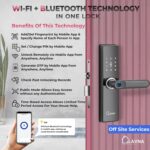 LAVNA Smart Wi-Fi Door Lock | 7 Way Unlock | Fingerprint, Mobile App, WiFi + Bluetooth, RFID Card, OTP, PIN and Manual Key Access for Wooden Doors | SS Locking Bolts (LA16 WF) - Image 3