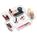 Set of 7 Unbreakable Smart Acrylic Desk Drawers Organisers Transparent Organizer Tray for Drawer Dressing Table Makeup Storage Cosmetic Bathroom Dividers and Make Up Plastic Boxes - Image 4