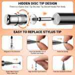 Tukzer Universal Stylus Pen for Smartphone/Tablet/iPad/Pro/Air/iPhone/iOS/Android/All Touch Screens Devices| Fine Point Disc Tip, Lightweight Aluminum Body Magnetic Cap Drawing Writing (Black) - Image 3