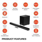JBL Cinema SB271, Dolby Digital Soundbar with Wireless Subwoofer for Extra Deep Bass, 2.1 Channel Home Theatre with Remote, HDMI ARC, Bluetooth & Optical Connectivity (220W) - Image 3