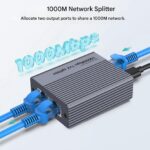 Tobo Gigabit Ethernet Splitter 1 to 2,1000Mbps High Speed Internet,RJ45,LAN,Cable,Cat5/6/7/8,Port Splitter 1 in 2 Out,Ethernet Network LAN Switch 2 Port TD-1465H - Image 3