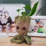 Marvel Avengers Infinity War Pot Groot Wooden Look Tree Flowerpot Cum Pen Container- Tree Man, 16 cm, White, 1 Piece - Image 4