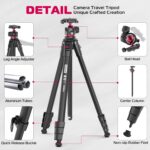 ULANZI MT-55 Ombra Travel Tripod, 62.2 Professional Camera Tripod, Aluminum, Max Load 17.6 LB, 360° Ball Head, Quick Release Plate, Phone Holder Included, Black - Image 3