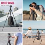 ULANZI MT-55 Ombra Travel Tripod, 62.2 Professional Camera Tripod, Aluminum, Max Load 17.6 LB, 360° Ball Head, Quick Release Plate, Phone Holder Included, Black - Image 5