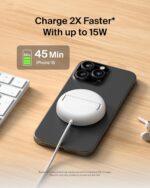 Belkin Qi2 Magnetic Wireless Charging Pad 15W with Pop-Up Stand | MagSafe-Compatible Qi2 Certified Wireless Charger for iPhone 16, 15, 14, 13, Samsung Galaxy S25, S24, AirPods | White - Image 3
