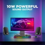 Intex IT-120 2.0 Channel Desktop Speaker with 10W Powerful Sound, USB Powered, 3.5mm Jack, in-Line Volume Control, Loud & Compact Design, Portable for Laptop, Computer, Mobile – Grey - Image 3