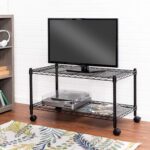2 Shelf Heavy Duty Height Adjustable Foldable Multipurpose Home Storage Organizer Wire Shelving Rack Shelves Size 24x14x16.3 inch, Black Powder Coating - Image 3