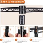 2 Shelf Heavy Duty Height Adjustable Foldable Multipurpose Home Storage Organizer Wire Shelving Rack Shelves Size 24x14x16.3 inch, Black Powder Coating - Image 4