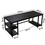Riyan Luxiwood® Jackson Computer Table with Open Storage Made MDF I Large Study Table (Large, Brown) - Image 3