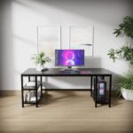Riyan Luxiwood® Jackson Computer Table with Open Storage Made MDF I Large Study Table (Large, Brown) - Image 4