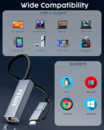 FEDUS 1GIGA 2 in 1 Gigabit Type C to Ethernet Adapter, USB LAN 3.0 USB-C Converter for Windows, Mac, Connector Laptop, Desktop Type c Grey - Image 3