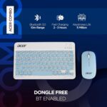Acer Nano Pad Rechargeable Bluetooth Keyboard & Mouse Combo, 3 DPI Upto 1200 DPI, 78 Keys Anti Slip Back, Ultra Thin Design for Tablet, Laptop, Mobile, 10m Working Distance, Scissor Footed (Blue) - Image 3