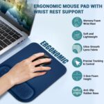 Tukzer Gel Mouse Pad Wrist Rest Memory-Foam Ergonomic Mousepad| Cushion Wrist Support & Pain Relief| Suitable for Gaming, Computer, Laptop, Home & Office Non-Slip Rubber Base (Blue) - Image 3