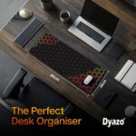 Dyazo Hexagonal Pattern Desk Mat | Water-Resistant Anti-Slip Desk Pad | Extended Gaming Mouse Pad with Rubber Stitched Edges (800mm x 300mm x 3mm) for Laptop & Computer – Black & Orange - Image 3
