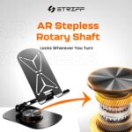 STRIFF mobSpin 360° Rotating Metal Phone Stand, Foldable Mobile Holder with Adjustable Height & Angle, Stable Round Base, Thick Case Friendly, for Smartphones, Tablets, Kindles & iPads – Black - Image 4