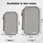 Elfora Cable Organizer Bag | Double Layer Travel Pouch for USB Cables, Chargers, Power Banks, AirPods & Accessories | Durable and Water Resistant Nylon Case with Mesh Pockets & Carry Strap (Grey) - Image 3
