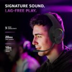 amazon basics Tri-Mode Wireless RGB Gaming Headphones with Detachable Mic,Volume Scroller,Microphone On/Off Button,Type-C Charging Jack, for PC and Laptop. (Black) - Image 3