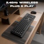 Zebronics Wireless Keyboard & Mouse Combo, 104 UV-Coated Keys, ₹ Key, 12 Multimedia Keys, Retractable Stand, 4 Button Mouse, 1600 DPI, High Precision, USB Nano Receiver (Companion 116, Black) - Image 3