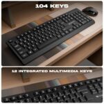 Zebronics Wireless Keyboard & Mouse Combo, 104 UV-Coated Keys, ₹ Key, 12 Multimedia Keys, Retractable Stand, 4 Button Mouse, 1600 DPI, High Precision, USB Nano Receiver (Companion 116, Black) - Image 4