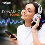 FRONTECH Wired Over-Ear Multimedia Headphones with Mic | 3.5mm Single Audio Jack| Adjustable Headband & Soft Cushions | Compatible with PC, Laptop & Mobile – White & Blue (HF-3452) - Image 3
