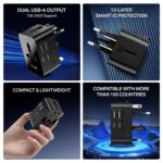 boAt Universal Travel Adapter C10 Compatible with US, UK, EU & AU Plug Types, Two USB Ports with 10W Max Support, 5-in-1 International Travel Adapter with Overheat/Overcharge Protection - Image 3