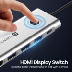 Portronics Mport One USB C Hub Dock (9-in-1) with 4K 60Hz HDMI, 3-Port USB, HDMI On-Off Button, 100W Type-C Charging, Card Reader, 3.5mm AUX, Type C Plug for Laptop, Mac, PC (Grey) - Image 4