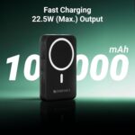 ZEBRONICS EnergiSafe 10R2 || 10000mAh MagSafe Wireless Power Bank | 15W Wireless & 22.5W PD (PPS) Fast Charging | Built-in Stand | Type-C & Lightning Cable | 5× Outputs | for iPhone & AirPods (Black) - Image 3
