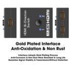 Sounce HDMI Switch 2 in 1 Out 4K 60hz HDMI Switcher 2 Port, Bi-Directional HDMI Switch Splitter 2 x 1/1 x 2, No Power Required, Sharing HD Video, PC Gaming Accessories - Image 3