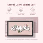 HUION Kamvas 13 (Gen 3) Drawing Tablet with Screen,13.3" Full-Laminated Art Tablet with Anti-Sparkle Canvas Glass 99% sRGB, PenTech 4.0, 16384 Pen Pressure Dual Dial for PC, Mac, Android (Pink) - Image 4