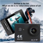Lapras 𝟏𝟓 𝐘𝐞𝐚𝐫𝐬 𝐆𝐮𝐚𝐫𝐚𝐧𝐭𝐞𝐞 Mini 4K action camera waterproof sports camera with WiFi remote control for helmet outdoor travel recording - Image 3