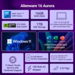 Alienware 16 Aurora, Intel Core 7 14th Gen-240H, NVIDIA RTX 5060-8GB, 16GB DDR5, 1TB SSD, WQXGA, 16"/40.64cm, 120Hz, Windows11, MSO-24, Interstellar Indigo, 2.57Kg, Cryo Chamber Cooling, Gaming Laptop - Image 3