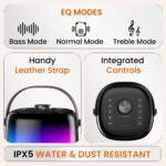 Portronics Dash 4 50W Wireless Bluetooth Party Speaker with Karaoke Mic, Upto 6 Hours Playtime, HD Sound, Bass Boost Technology, EQ Modes, 360° RGB Lights, BT 5.3v, AUX in, Type C Charging(Black) - Image 4