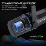 FDUCE SL40+ Dynamic Podcast Microphone,USB/XLR Microphone kit for podcasting,Gaming&Streaming,Boom Arm Stand Dynamic Mic,Built-in Headphone Output,Mute Button,gain Button - Image 3