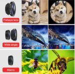 Universal HD Camera Lens Kit 180 Degree Fish Eye+0.65X Wide Angle+10X Macro Lens Glass & Aluminum Alloy Shot Clip Attachments Compatible with iPhone iPad Android Smartphone & Tablets - Image 3