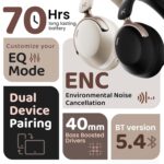 GOBOULT Newly Launched Soniq Over Ear Bluetooth Headphones with 70H Playtime, 40mm Bass Drivers, Zen™ ENC Mic, Type-C Fast Charging, Dual Pairing, AUX, Wireless Headphones (White) - Image 3