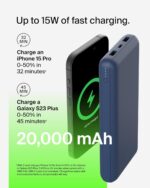 Belkin 20000 mAh Power Bank | Super Fast Charging | USB-C PD Port | 15W Charging for iPhone Series (16, 16 Pro Max), Samsung Galaxy, Google Pixel & More | 2 Years Warranty | Blue - Image 5