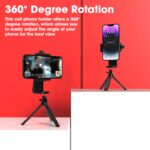 Sounce 360° Degree Cell Phone Holder with Universal 1/4 Screw Adjustable Clamp Phone Tripod Mount Adapter Compatible with Smartphones & All Types of Tripods Monopods Selfie Sticks (Black) - Image 3