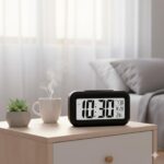 Auromin Digital Alarm Clock with Auto Sensor, Time, Date, Temperature Display & Silent Operations | Loud Alarm for Heavy Sleepers | Desk Table Clock for Students, Bedroom, Office (Black) - Image 3