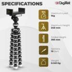 DIGITEK® (DTR 260 GT) Gorilla Tripod/Mini 33 CM (13 Inch) Tripod for Mobile Phone with Phone Mount & Remote, Flexible Gorilla Stand for Point and Shoot & Action Cameras - Image 5