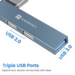 Portronics Mport Mino A USB 3.0 Hub Dock (3-in-1) with USB 3.0 SuperSpeed, Compact L-Shape Design, 2-Port USB 2.0 High-Speed, USB Plug, Metal Alloy Body, for Laptop, PC, Mac (Grey) - Image 3