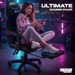 DROGO Aura Limited Edition Gaming Chair | Ergonomic High-Back Design Chair with Footrest | Premium PU Leather | Armrests | Computer Chair with Adjustable Neck & Lumbar Support (Black/Grey) - Image 4