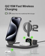 Belkin MagSafe Qi2 Wireless Charger | 3-in-1 Magnetic Foldable Charger with 15W | Fast Charger for iPhone 16, 15, Apple Watch, AirPods with Non-Slip Base | PSU Included | 36W Charger Included | Black - Image 3