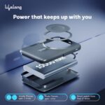 Lifelong Electronics 10000mAh MagSafe Wireless Fast Charging Power Bank for iPhone, Apple Watch, Airpods & All Qi Enabled Phones | QC 3.0 Powerbank (22.5W Output) | Cable & Stand + Extra Magnetic Ring - Image 4