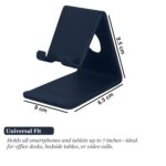 Premium Vegan Leather Universal Mobile Holder | Steel Frame | Angular Desk Phone Stand with Anti-Slip Leather Surface | Fits all Smartphones, Tablets, Kindle, iPad up to 7 Inches | Blue - Image 3