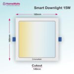HomeMate WiFi CCT Smart LED Downlight | 15 Watt, Square | Tuneable White, Shades of White from Warm to Cool White | Compatible with Alexa, Google Home and Siri (Pack of 1) - Image 3