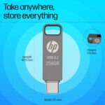 HP 886C 256GB OTG Flash Drive 3.2 Rock/Metallic Swivel Design/Durable Metal Material - Image 3