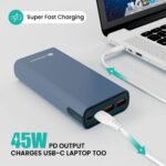 Portronics Power 45 20000mAh Super Fast Charging Metal Power Bank |Triple Output (2USB + 1 Type C) for Laptop/Mobiles/TWS/Speakers.(Blue) - Image 3